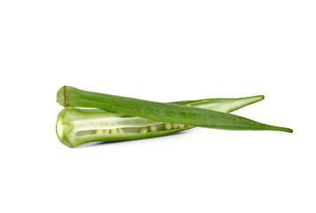 fresh okra isolated on a white background