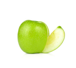 Green apples and half of apple Isolated on a white background
