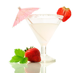 Alcoholic drink with strawberries