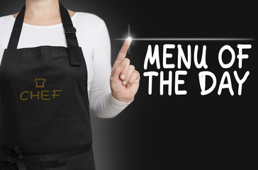 menu of the day touch screen is operated by chef