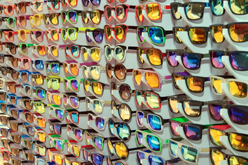 Many different sunglasses at the sale