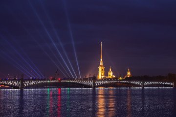 Fototapeta premium Laser show on the Neva.