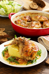 Roast rabbit in honey-mustard sauce