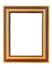 Antique golden frame isolated on white background with clipping