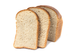 Loaf of bread a close-up. Isolated on white background