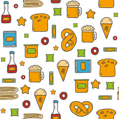 Seamless background on gluten products theme with cute hand