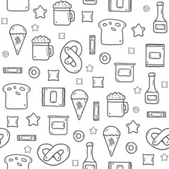 Seamless background on gluten products theme with cute hand