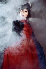 Fototapeta na wymiar Young woman in retro syle