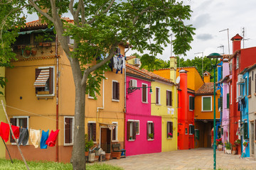 Colorful houses on the Burano, Venice, Italy