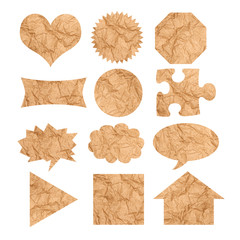 Set of crumpled paper stickers