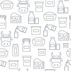 Seamless modern background with outline products containing