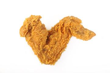 Fried chicken wings on white background