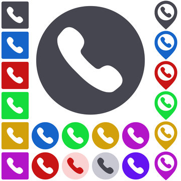 Phone icon, button, symbol set