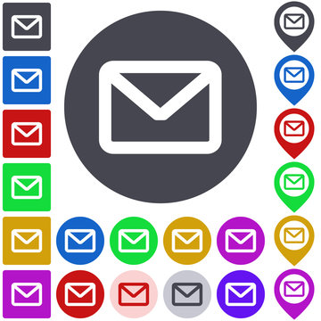 Mail icon, button, symbol set