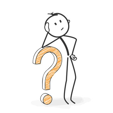 Strichm&auml;nnchen, M&auml;nnchen, Stickman, Fragezeichen, Gr&uuml;beln, Frage