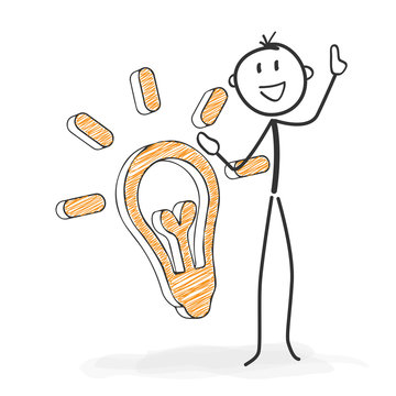 Strichm&auml;nnchen, M&auml;nnchen, Stickman, Idee, L&ouml;sung, Gedanke, Idea