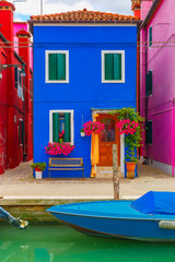 Colorful house on the Burano, Venice, Italy - obrazy, fototapety, plakaty