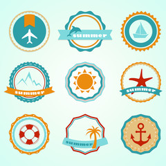 Set of vector summer icons contain holiday, travel and vacation things