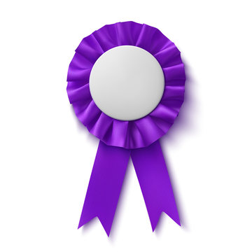 Blank, realistic purple fabric award ribbon.