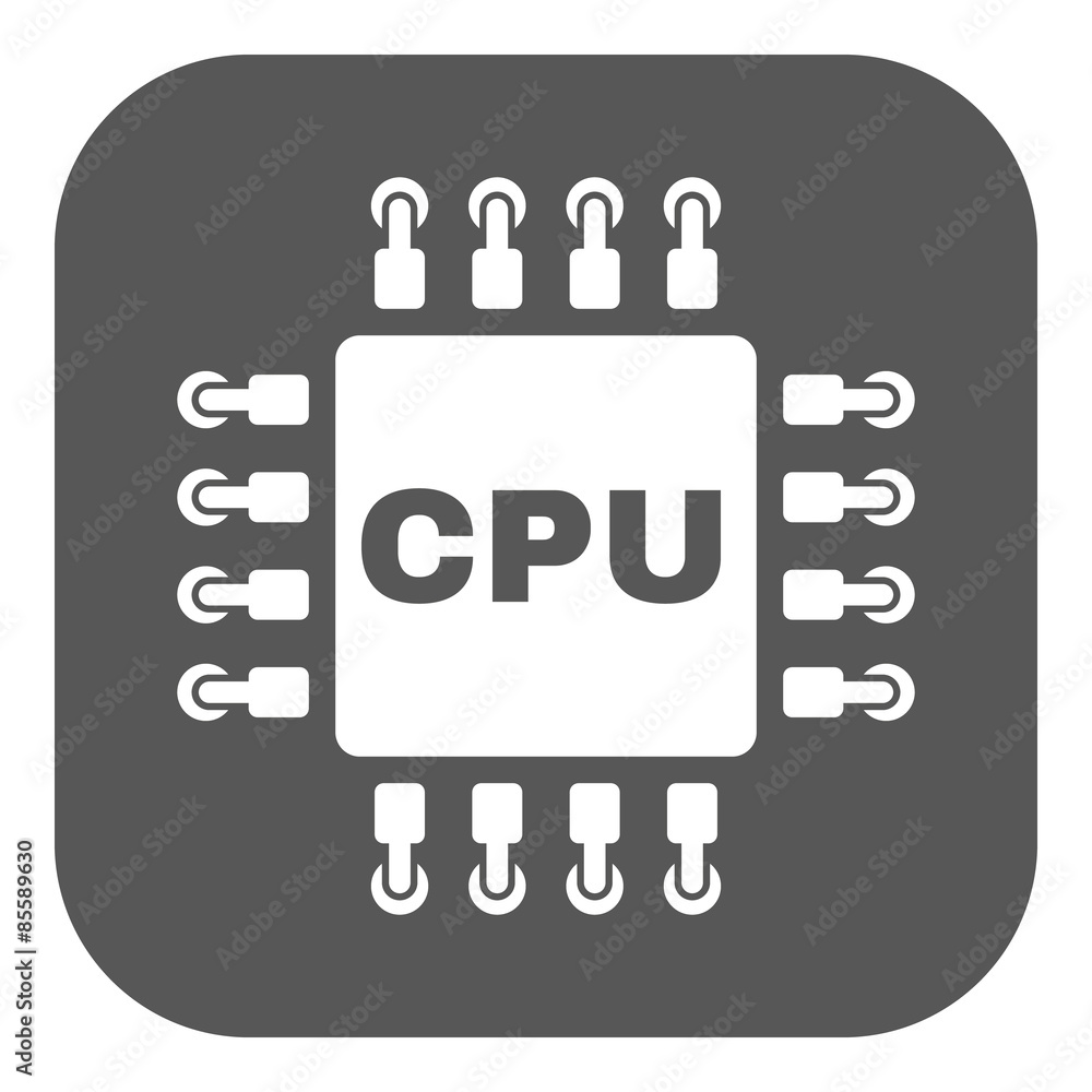 Aufkleber the cpu icon. microprocessor and processor symbol. flat