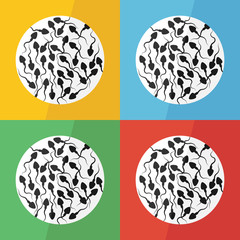 Sperm cell icon ( flat design ) on different color background