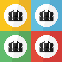 bag icon ( flat design ) on different color background ( Back to school or Business concept )
