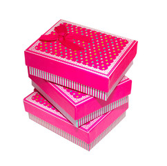 three pink gift box 