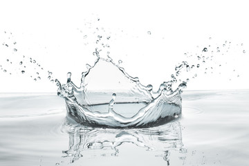 crown shaped water splash in natural color, isolated