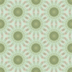 Print Seamless Pattern. Mandala Flowers with light background.