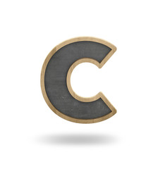 Black blank letter C shape blackboard