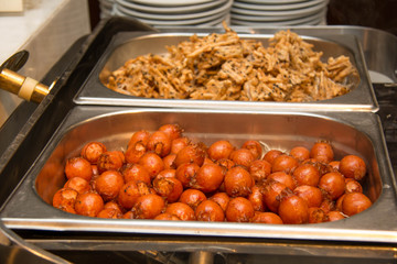  Cooked Mini cocktail chicken Sausage in dish