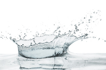 crown shaped water splash in natural color, isolated on white