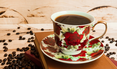 coffee cup and coffee beans