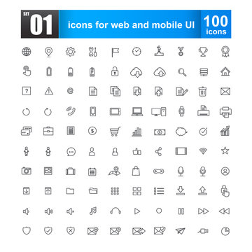 Simple line icons for web design and mobile ui vector illustrati