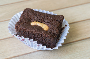 chocolate brownie and cashew cupcake, fresh homemade