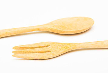 wooden fork and spoon for eating