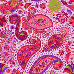 Vintage floral motif ethnic seamless background.
