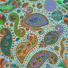 Vintage floral motif ethnic seamless background.