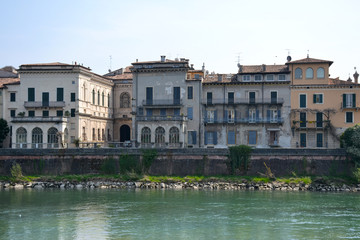 Fototapeta na wymiar Verona, an ancient castle on the river - Italy