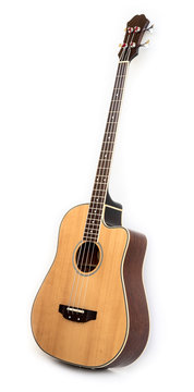 acoustic bass guitar on white