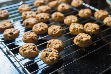 Selective focus with shallow depth of field on home made cookies