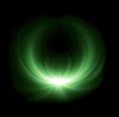 green half ring lens flare glow