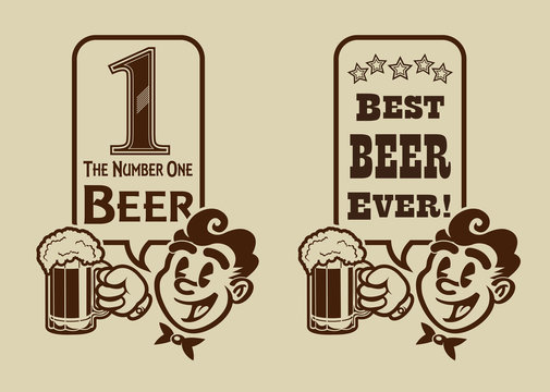 Vintage retro character beer advertising