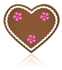 Lebkuchenherz mit rosa Verzierungen