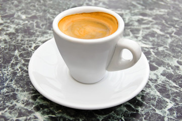 espresso coffee in a white cup