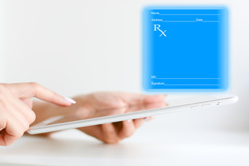 Filling a medical prescription online with a tablet device