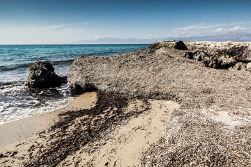 Rocky shore of Ionian sea