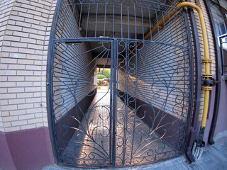 The entrance to the apartment building