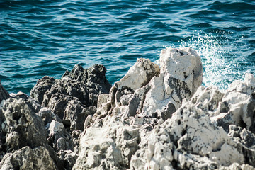 Fototapeta na wymiar White rocks at Corfu, greek island