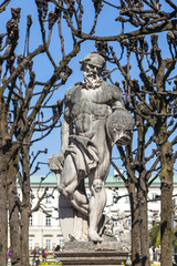 Fototapeta na wymiar greek statues in Mirabell gardens in Salzburg